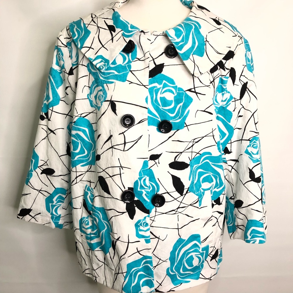Kim Rogers Jacket EUC blue/white 16